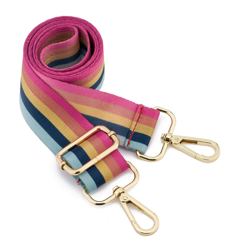 ZOOEASS Wide Shoulder Strap Adjustable Replacement Belt Guitar Style Crossbody Bag Handbag Strap Multicolor Canvas Straps(Wide:1.4in) (rainbow2) - Image 1